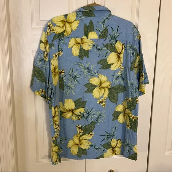 CLEARANCE Caribbean Joe Blue and Yellow Casual Button Down Shirt - Picture 3 of 5